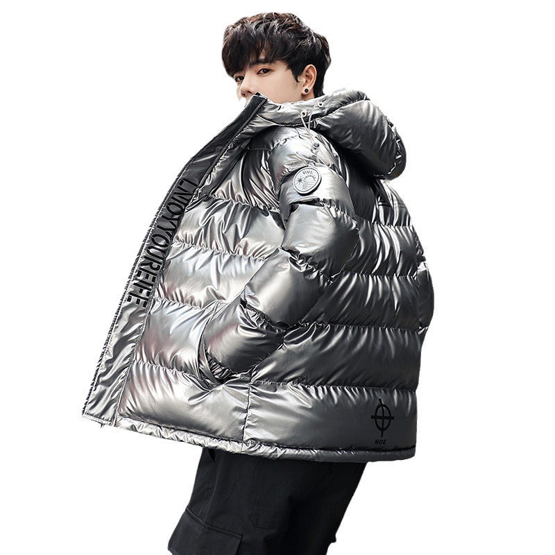Winter New Bright Surface Cotton-padded Clothes Couple's Fashion Brand Bread Coat Cotton-padded Clothes GO Buy