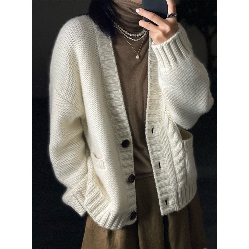 Women's Cashmere Twist Knit Sweater Jacket GO buy
