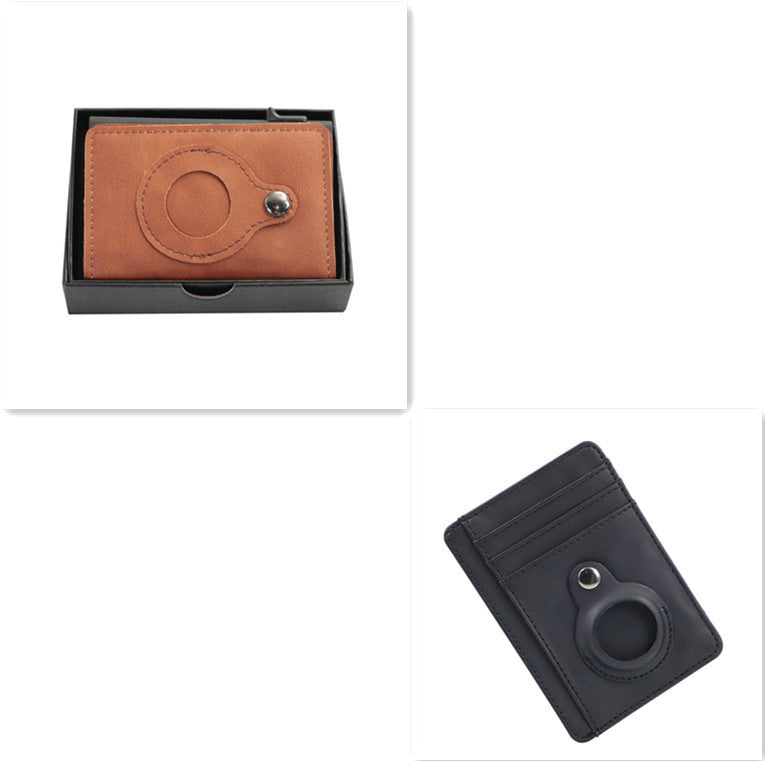 Wallet-PU Leather Airtag Card Holder RFID Anti-theft Card Holder GO Buy