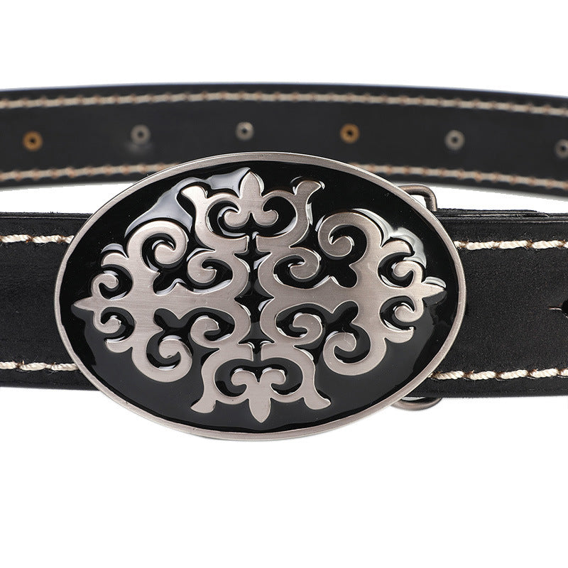 Leather Belt With Smooth Buckle For Men's Belt GO Buy