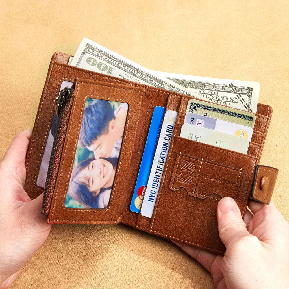 Men's Leather Wallet Three Fold Multi Card Space GO Buy