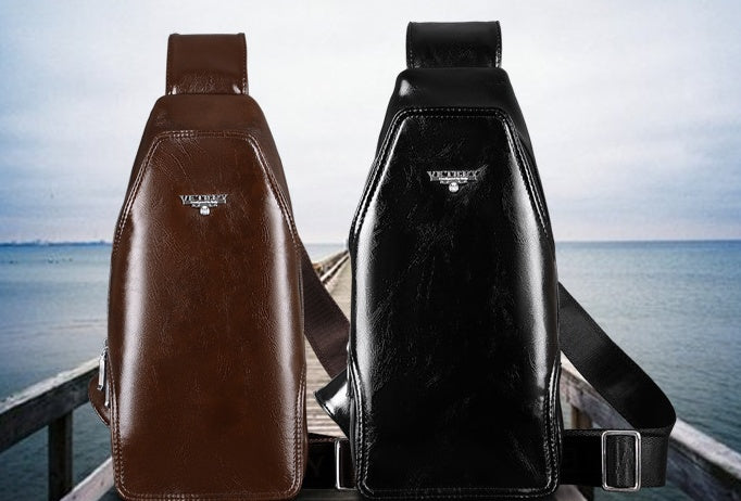 Men's Fashion Crossbody Bag Theftproof Leather Business Sling Bags Male Casual Chest Bags Shoulder Bags Chest Waist Pack GO Buy