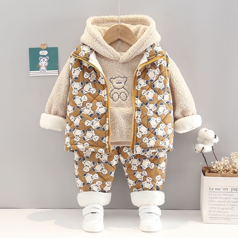 Boys' Hooded And Thickened Sweater Cartoon Vest GO buy