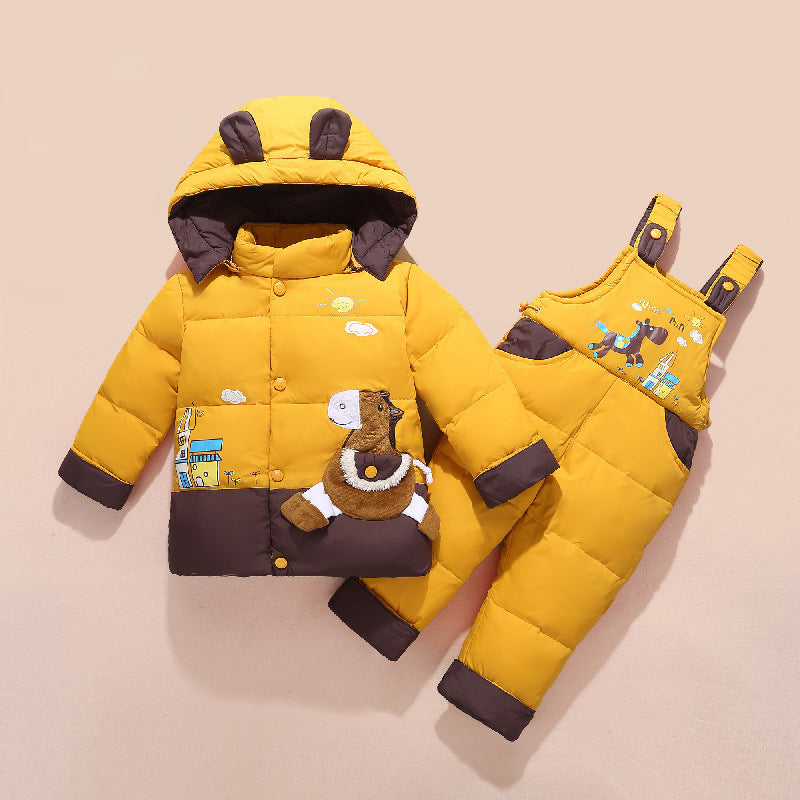 Casual Children Thick Down Jacket Suit GO buy