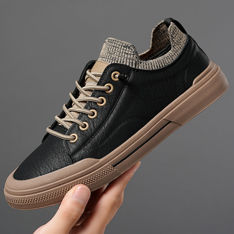 Men's Casual Leather Soft Sole Breathable Bean Shoes GO Buy