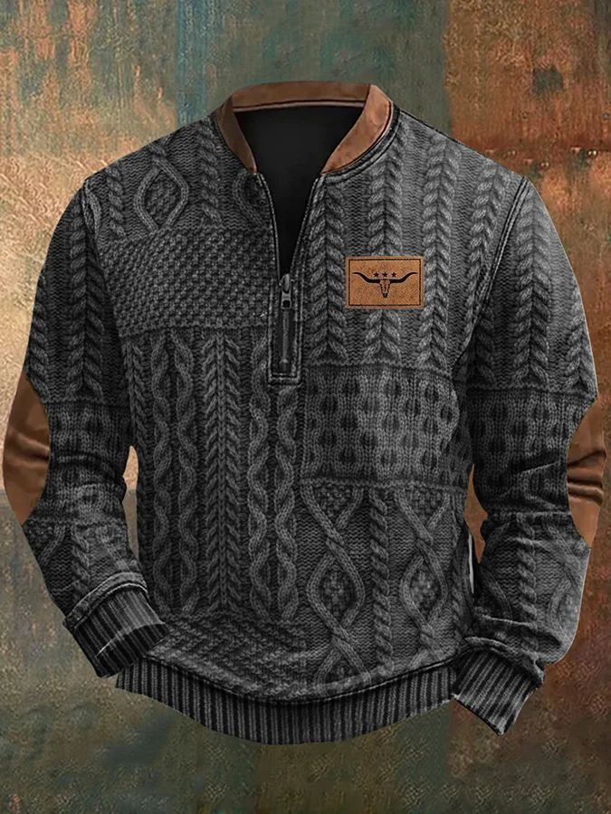 Autumn And Winter Printed Half Zipper Sweater With Buckle Gobuy Fashion