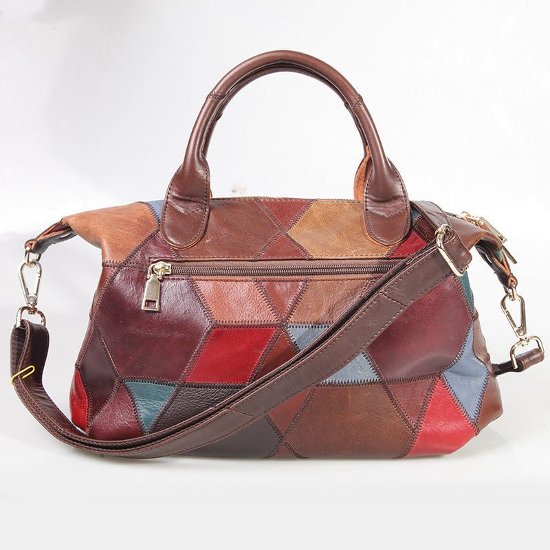 Contrasting Top Layer Cowhide One-shoulder Handbag GO Buy