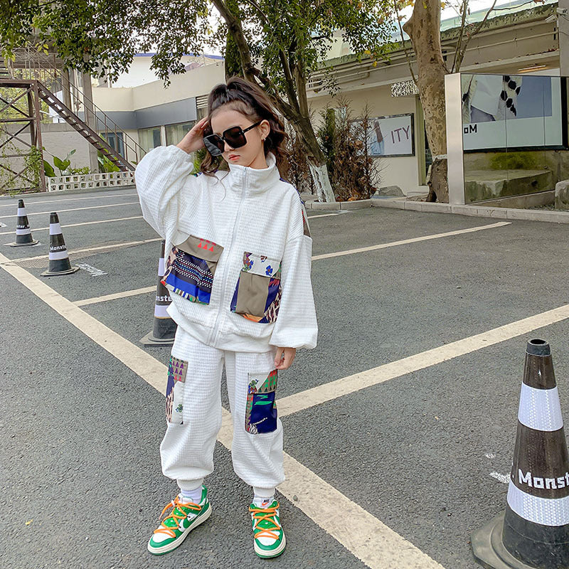 Girl Spring Casual Western Style Fashionable Two-piece Sports Suit GO buy