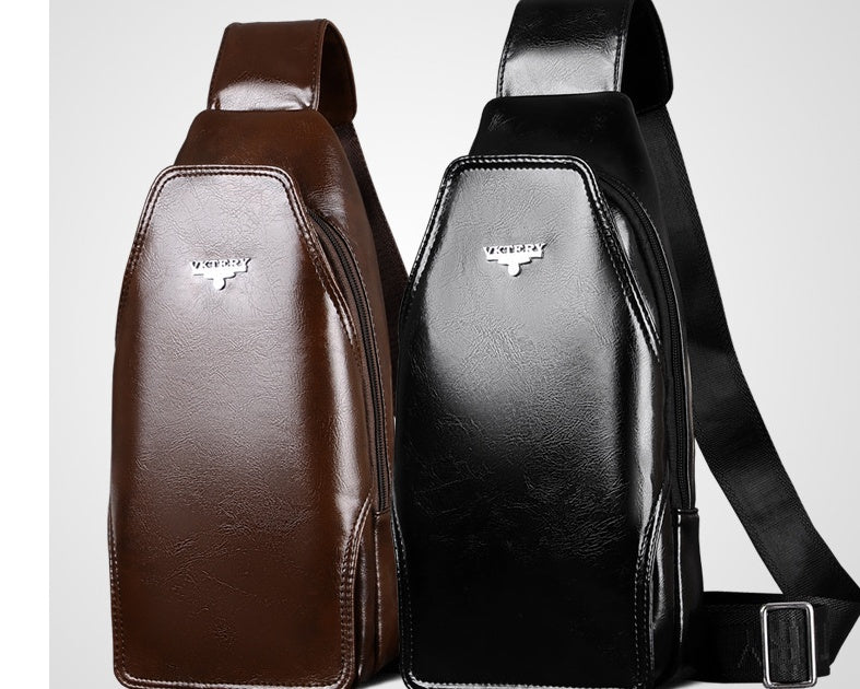 Men's Fashion Crossbody Bag Theftproof Leather Business Sling Bags Male Casual Chest Bags Shoulder Bags Chest Waist Pack GO Buy