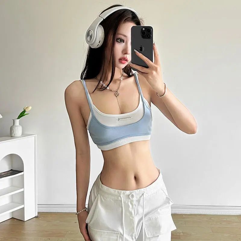 Summer New Women's Sling Solid Color Slim Fit Top Gobuy Fashion