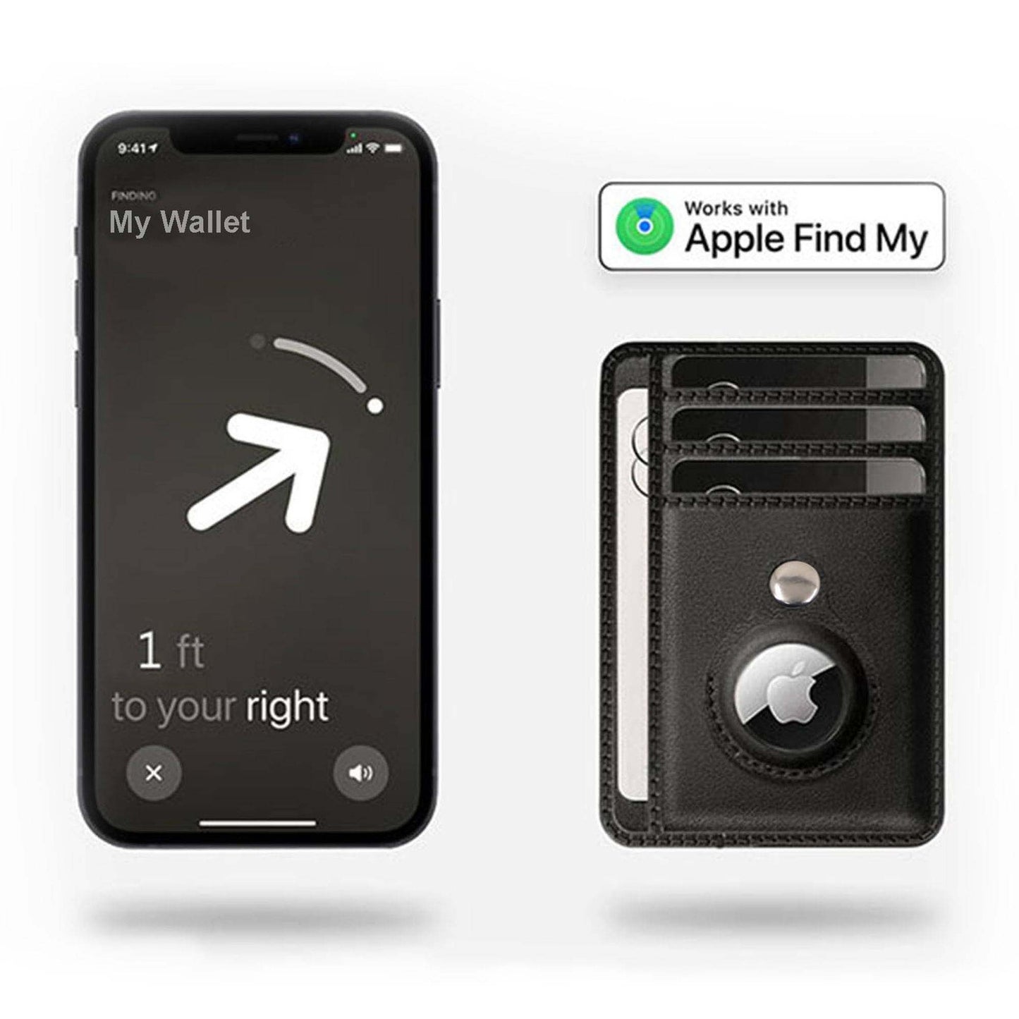 Wallet-PU Leather Airtag Card Holder RFID Anti-theft Card Holder GO Buy