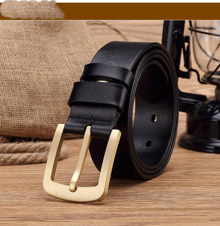 Belt Men Casual Retro Brass Pin Buckle Men's Belt GO Buy