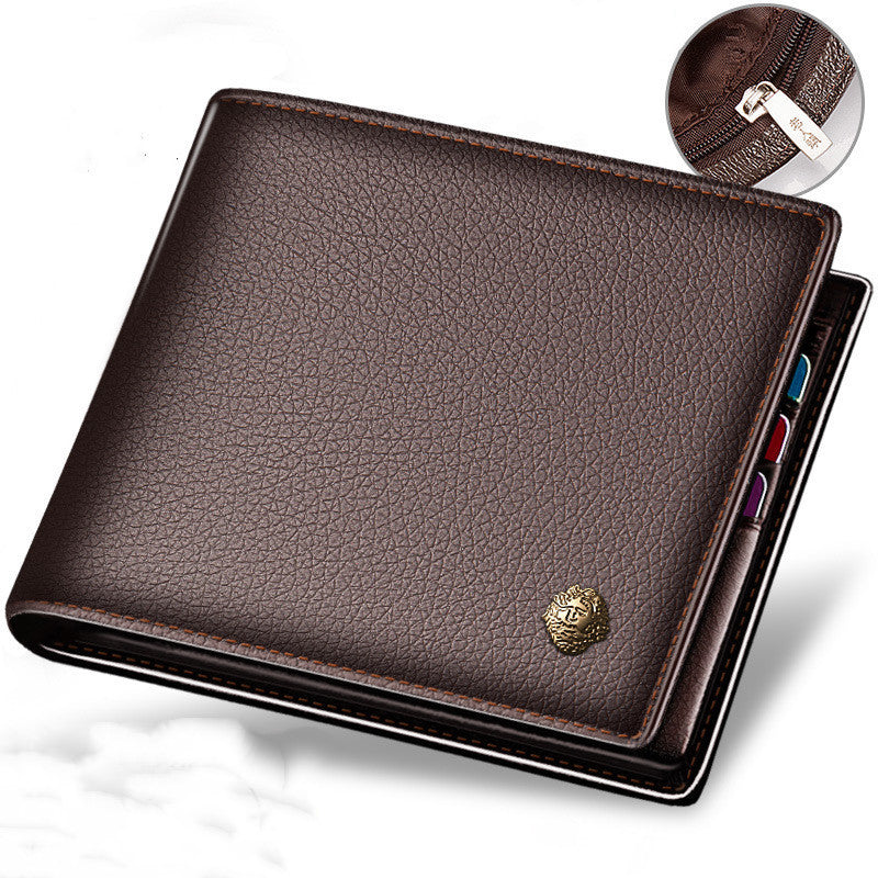 Horizontal First Layer Cowhide Business Zipper Wallet GO Buy