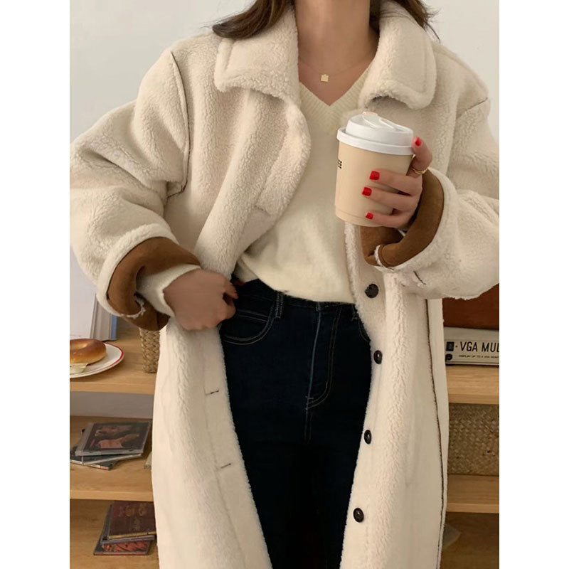 Vintage Patchwork Lamb Wool Lapel With Fur And Fur On Both Sides GO buy