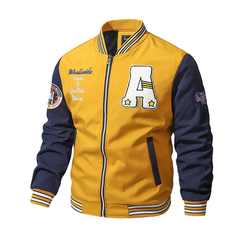 Retro Baseball Uniform Men's Thickened Loose Casual Jacket GO buy