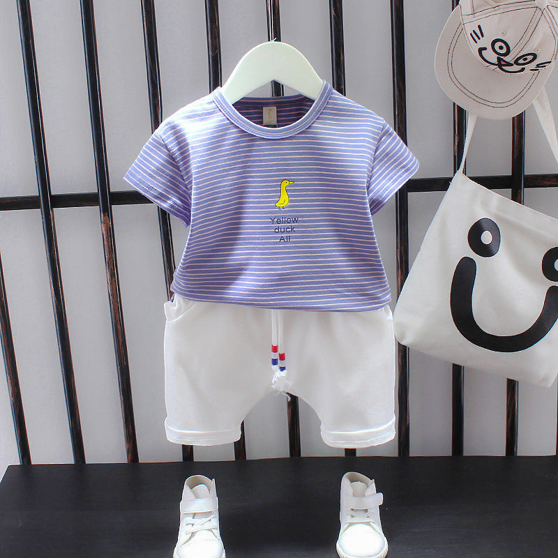 Summer Letter Lapel Short Sleeve Two-piece Suit GO buy