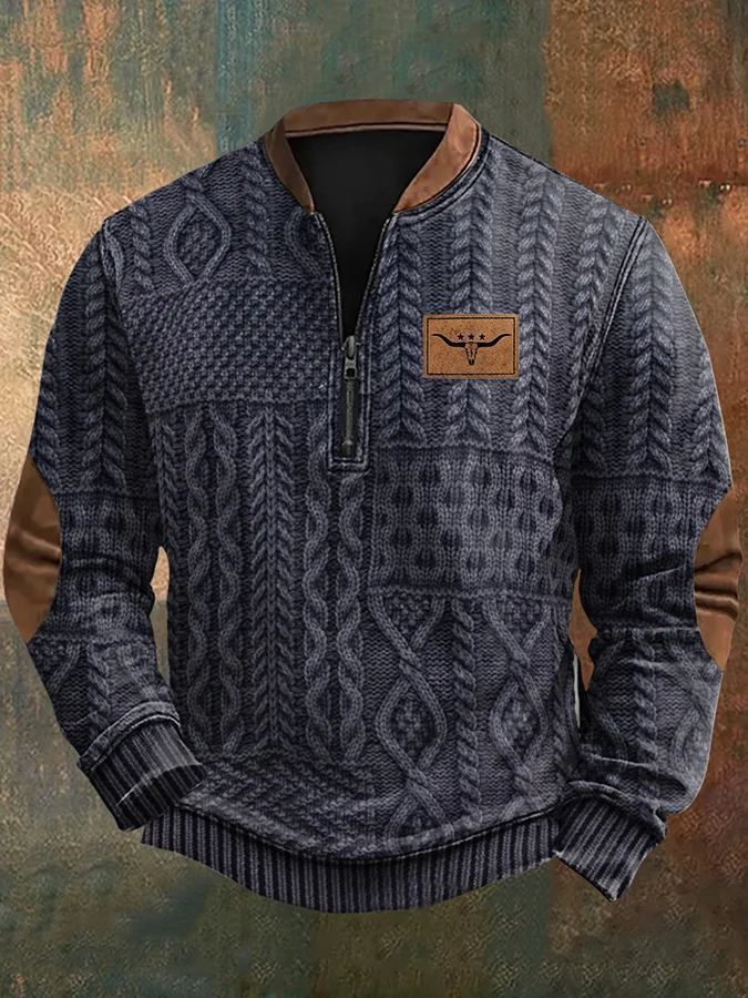 Autumn And Winter Printed Half Zipper Sweater With Buckle Gobuy Fashion