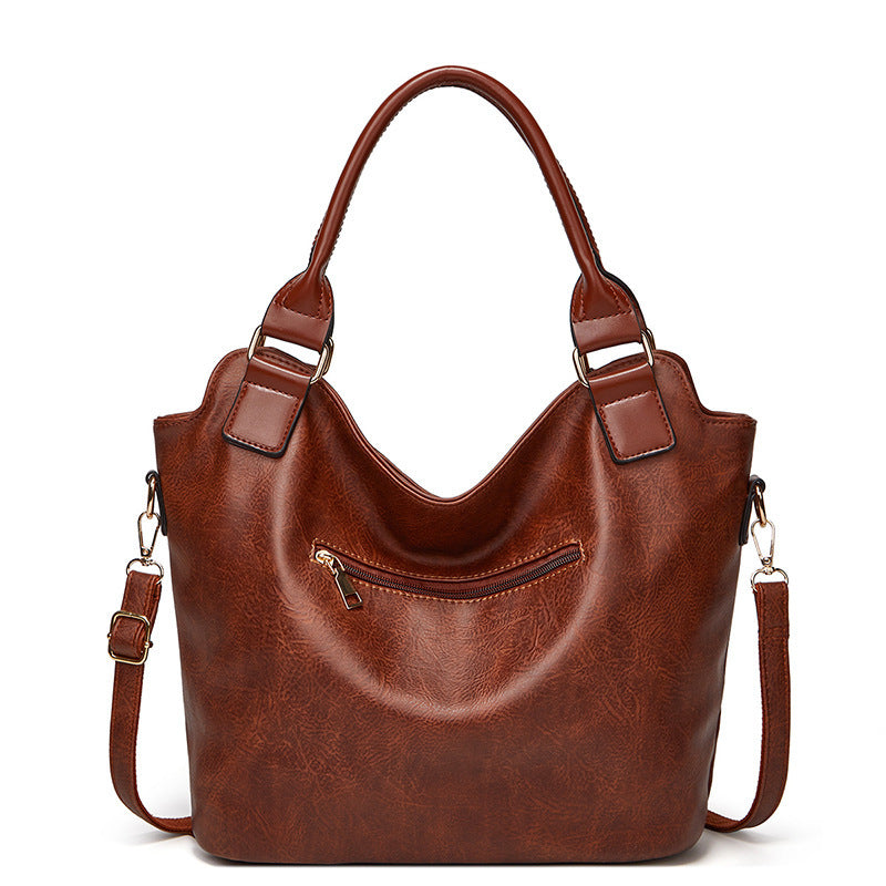 Women's Handbag Large Capacity Single Shoulder Messenger Oil Leather Bag GO Buy