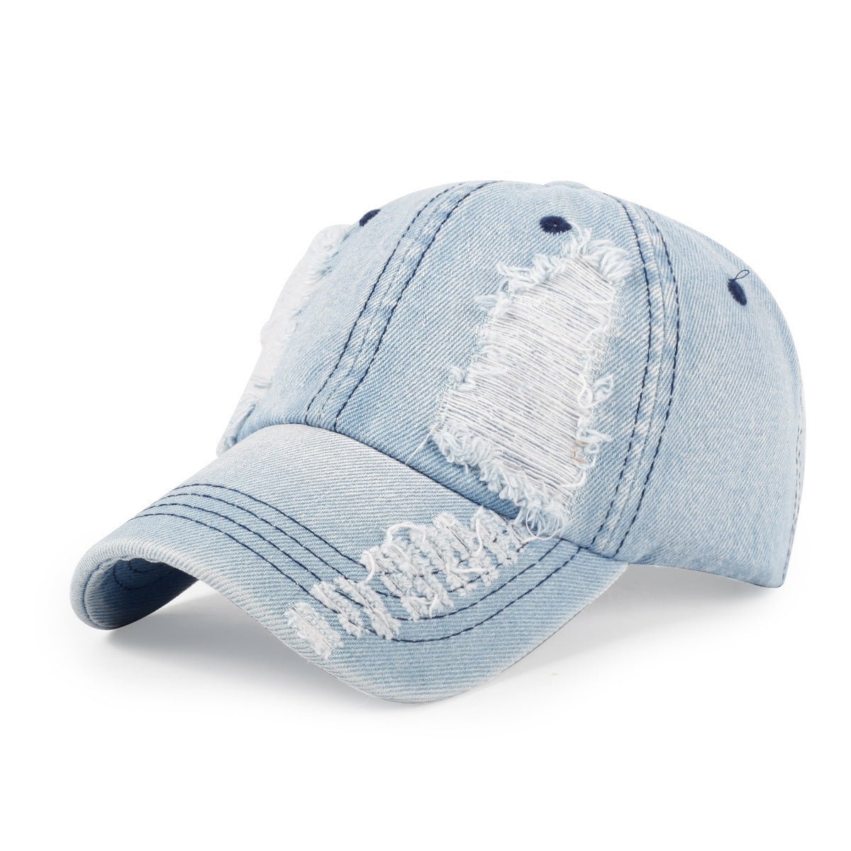 All - match Ripped Denim Baseball Cap Summer Sun Protection - Gobuy Fashion