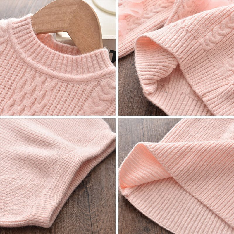 Autumn and winter new Korean girls' sweaters fashionable two - piece suits, small and medium - sized children's foreign - style sweater skirts, a consignment - Go Buy