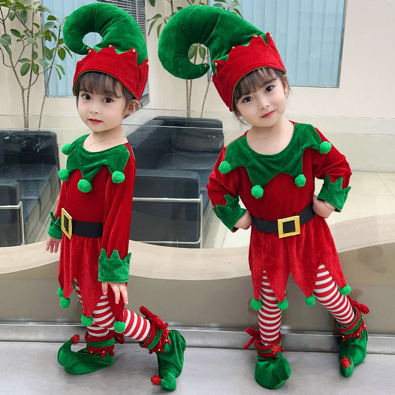 Christmas Children's Elf Dress Suit Costume GO buy