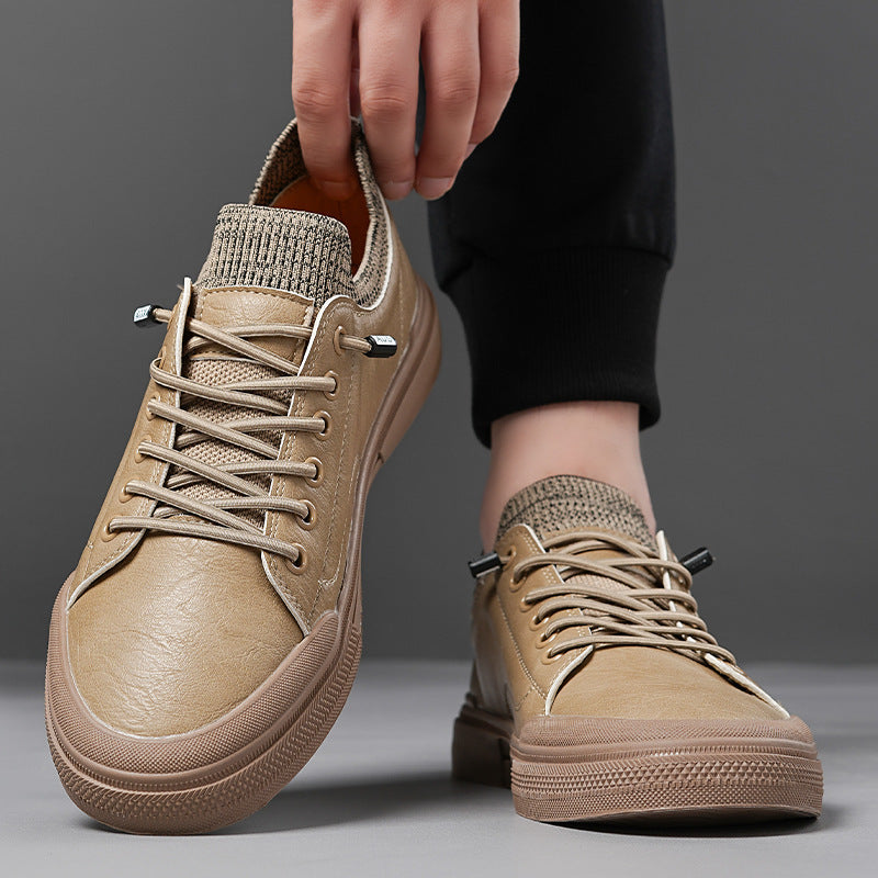 Men's Casual Leather Soft Sole Breathable Bean Shoes GO Buy