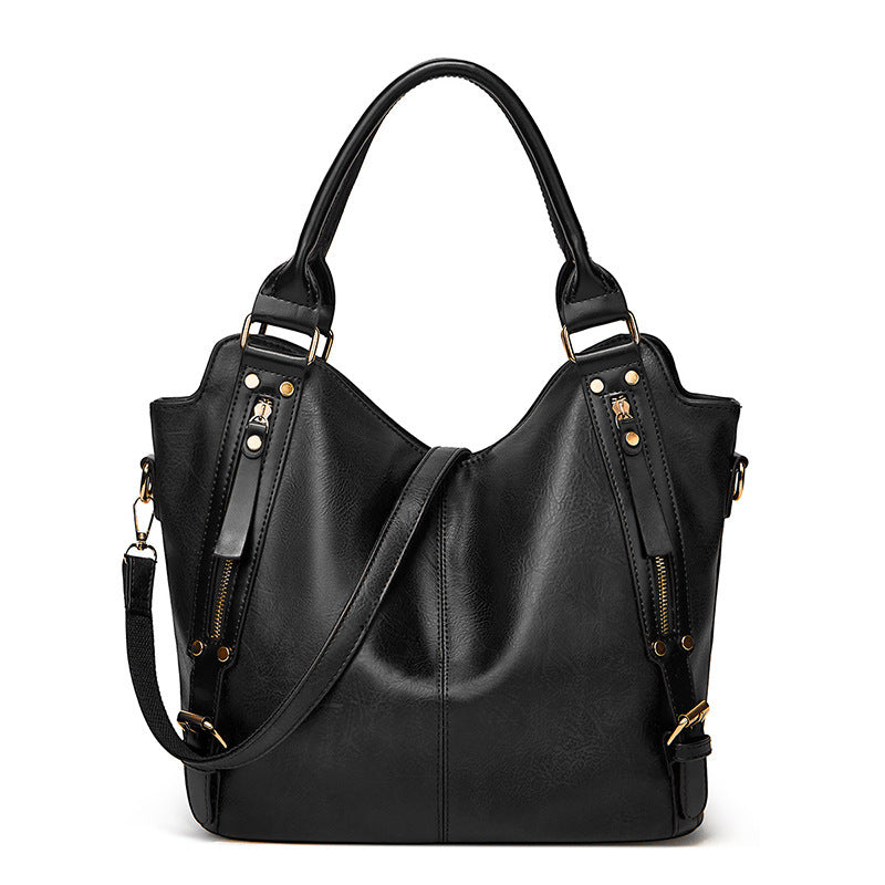 Women's Handbag Large Capacity Single Shoulder Messenger Oil Leather Bag GO Buy