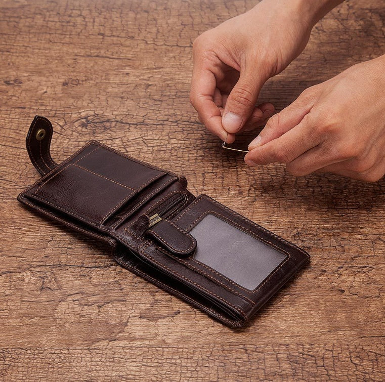 Men's Multi-card Anti-magnetic Real Cowhide Wallet GO Buy
