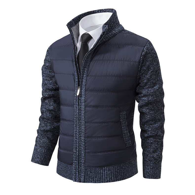 Stand Collar Fleece-lined Thickened Men's Coat GO buy