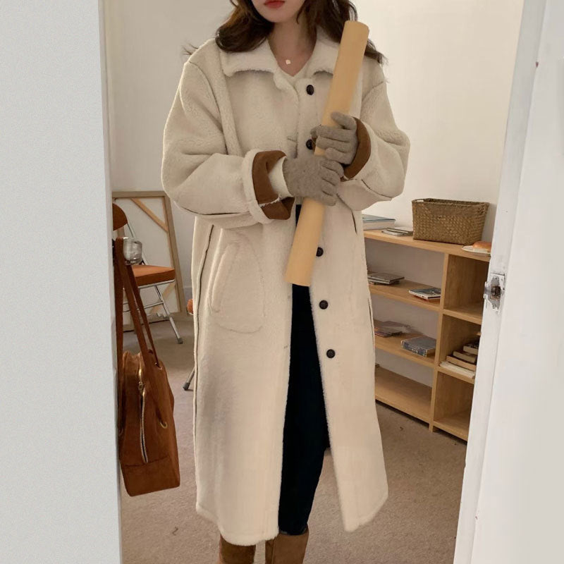 Vintage Patchwork Lamb Wool Lapel With Fur And Fur On Both Sides GO buy