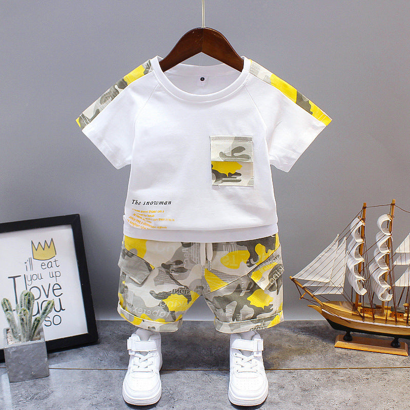 Summer Letter Lapel Short Sleeve Two-piece Suit GO buy