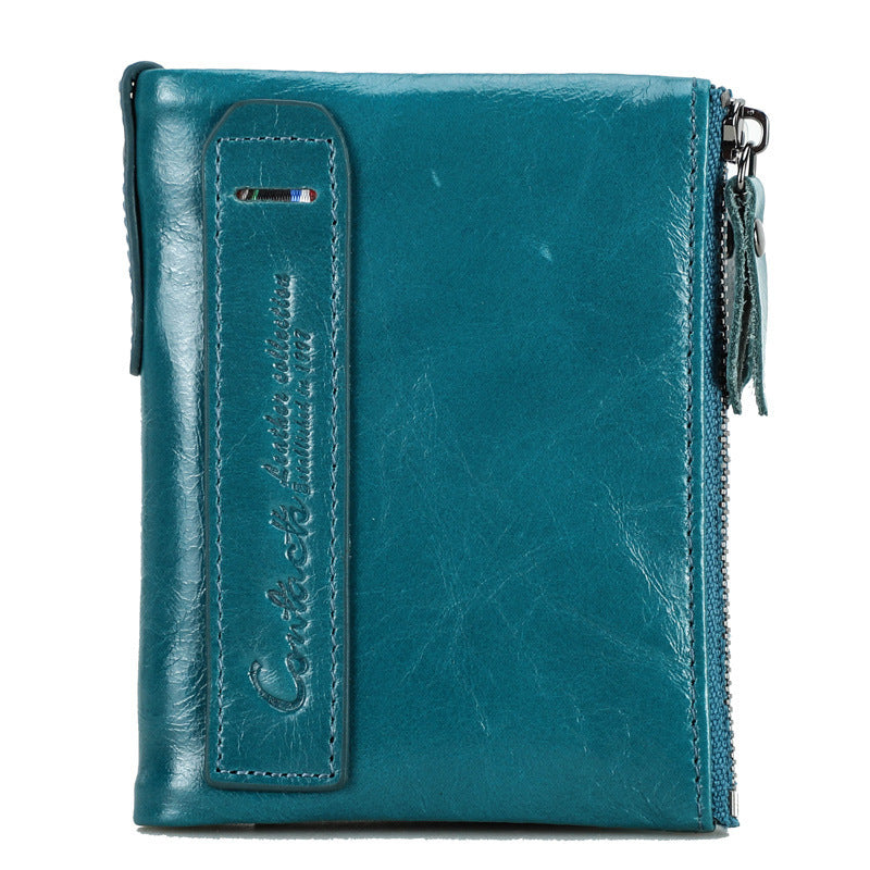 Genuine Leather Men's Short Chic Coin Purse GO Buy