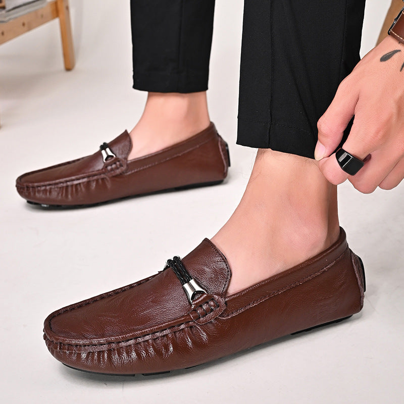 Plus Size Cowhide Casual Shoes Men's British One Pedal Loafers Gobuy Fashion