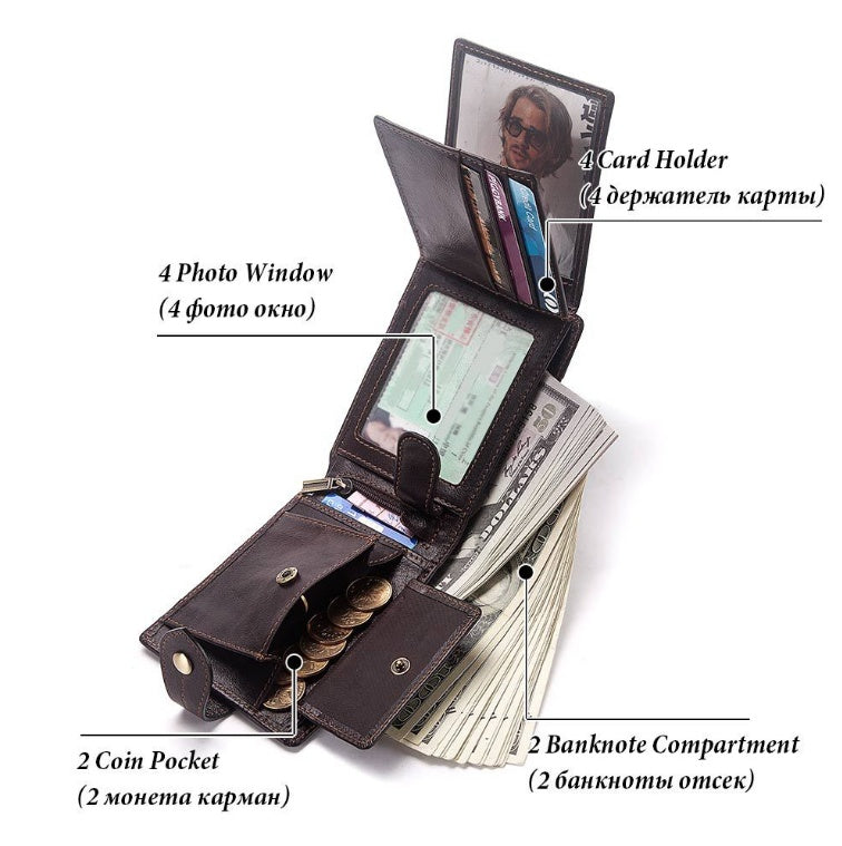Men's Multi-card Anti-magnetic Real Cowhide Wallet GO Buy