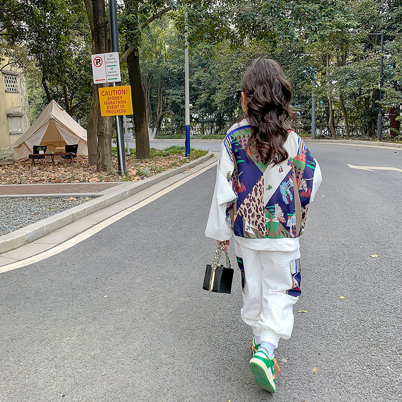 Girl Spring Casual Western Style Fashionable Two-piece Sports Suit GO buy