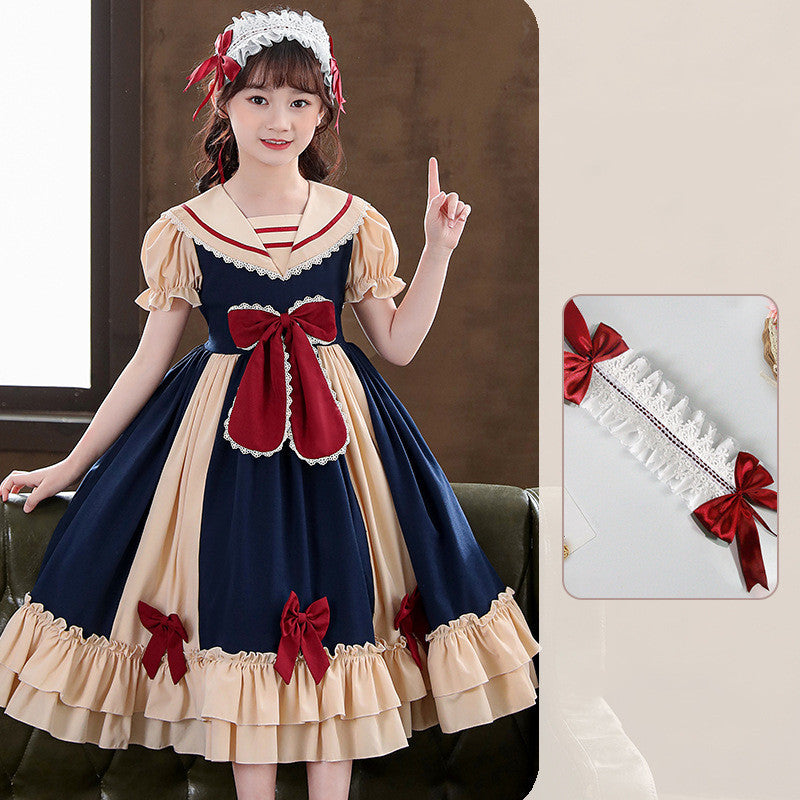 Girls Dress Pleated Bow Lolita Princess Dress GO buy