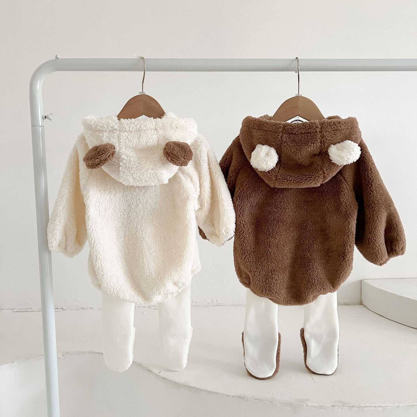 Ins Baby Hooded Bear Plush Romper For Warmth GO buy