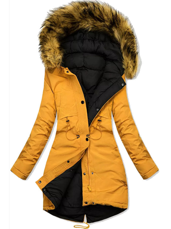 Women's Hooded Fur Collar Cotton-padded Coat Warm Winter Thick Coat GO buy