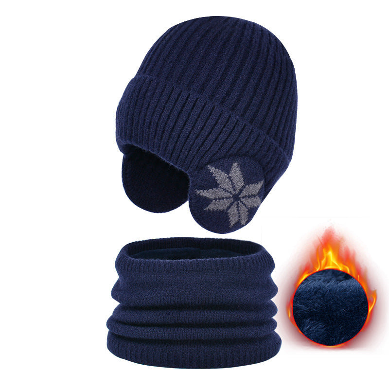 Winter Earflaps Slipover Knitted Woolen Cap Scarf GO buy