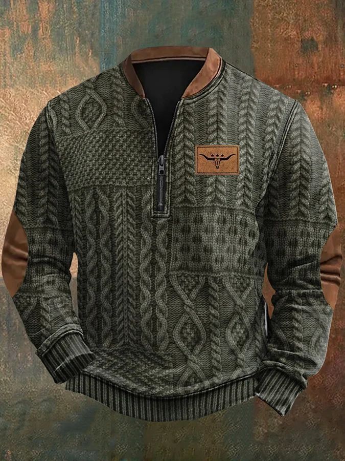 Autumn And Winter Printed Half Zipper Sweater With Buckle Gobuy Fashion