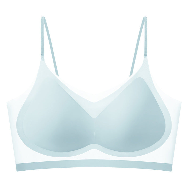Summer Ultra Thin Ice Silk Seamless Underwear Women's Thin Shoulder Strap Strap Underwear Thin Breathable Ice Silk Beauty Back Sleep Bra GO buy