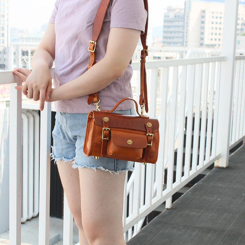 Head Layer Tree Cream Vegetable Tanned Cow Leather Messenger Bag GO Buy