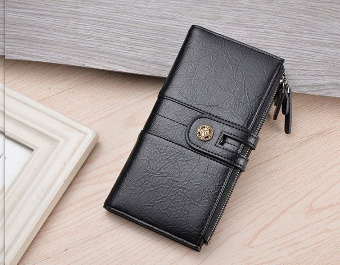 Men's Wallet Pu Long Wallet Retro Hand Phone Bag Buckle GO Buy