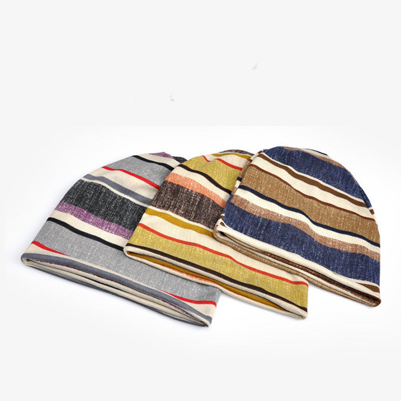 Striped Scarf Hat Men And Women All-match Pullover Hat Casual GO Buy