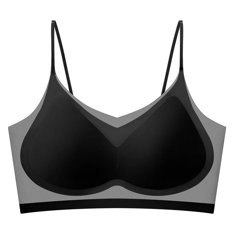 Summer Ultra Thin Ice Silk Seamless Underwear Women's Thin Shoulder Strap Strap Underwear Thin Breathable Ice Silk Beauty Back Sleep Bra GO buy