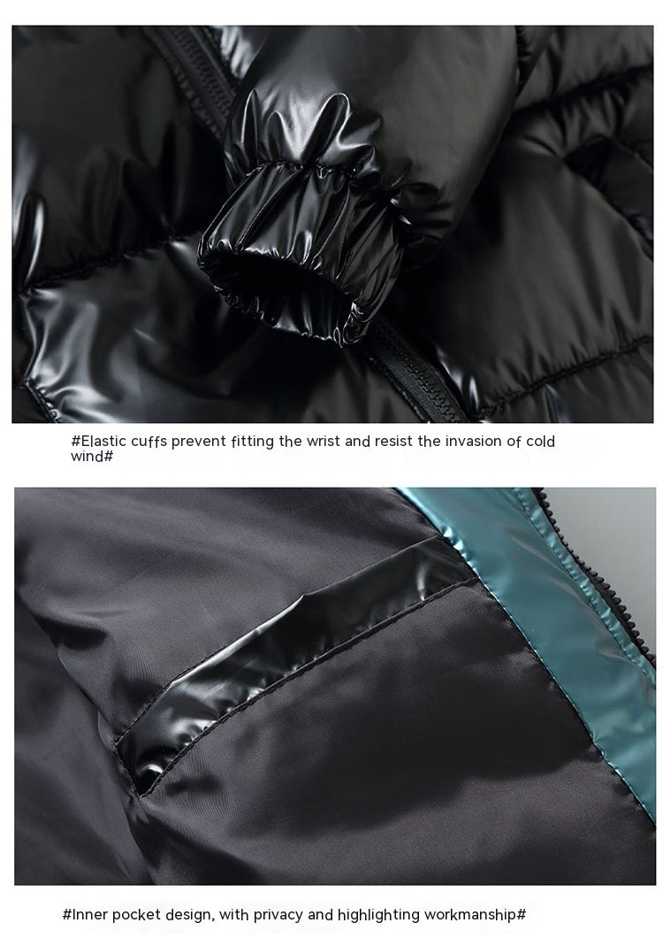 Winter Down Thick Bright Leather Cotton-padded Jacket GO buy