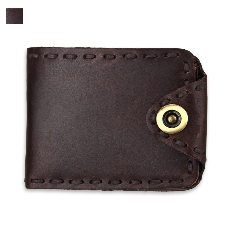 Vintage Men's Long Oily Leather First Layer Cowhide Wallet GO Buy