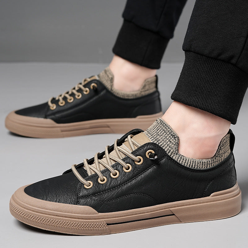Men's Casual Leather Soft Sole Breathable Bean Shoes GO Buy
