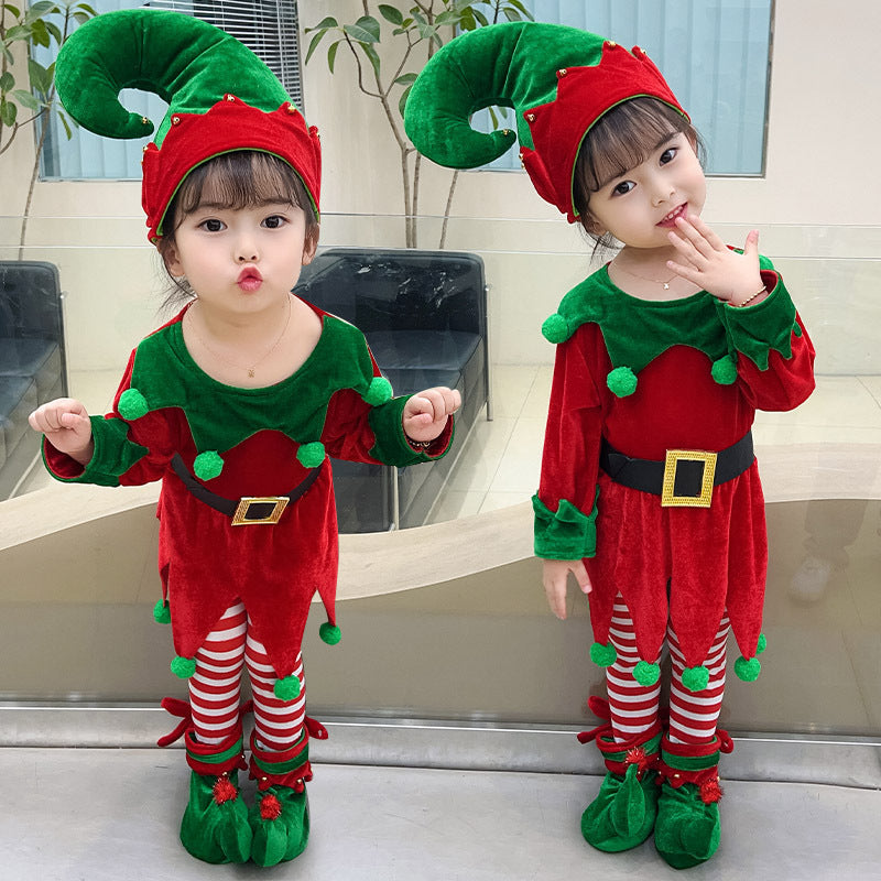 Christmas Children's Elf Dress Suit Costume GO buy