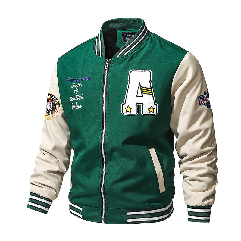 Retro Baseball Uniform Men's Thickened Loose Casual Jacket GO buy